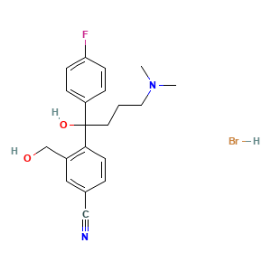 Benzonitrile, 4-(4-(dimethylamino)-1-(4-fluorophenyl)-1-hydroxybutyl)-3-(hydroxymethyl)-, hydrobromide (1:1)