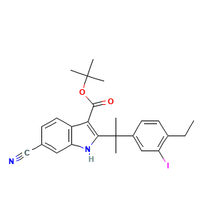 tert-butyl 6-cyano-2-(2-(4-ethyl-3-iodophenyl)propan-2-yl)-1H-indole-3-carboxylate