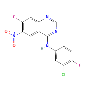 N-(3-chloro-4-fluorophenyl)-7-fluoro-6-nitroquinazolin-4-amine