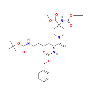 Methyl 1-(N2-((benzyloxy)carbonyl)-N6-(tert-butoxycarbonyl)-D-lysyl)-4-((tert-butoxycarbonyl)amino)piperidine-4-carboxylate