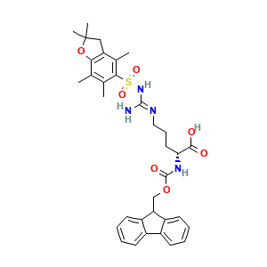 (2R)-2-({[(9H-fluoren-9-yl)methoxy]carbonyl}amino)-5-{N'-[(2,2,4,6,7-pentamethyl-2,3-dihydro-1-benzofuran-5-yl)sulfonyl]carbamimidamido}pentanoic acid