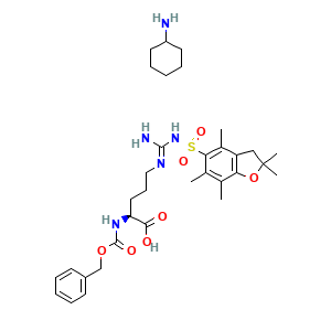 L-Ornithine,N5-((((2,3-dihydro-2,2,4,6,7-pentamethyl-5-benzofuranyl)sulfonyl)amino)iminomethyl)-N2-((phenylmethoxy)carbonyl)-,compd. with cyclohexanamine (1:1)