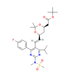 tert-butyl 2-((4R,6S)-6-((E)-2-(4-(4-fluorophenyl)-6-isopropyl-2-(N-methylmethylsulfonamido)pyrimidin-5-yl)vinyl)-2,2-dimethyl-1,3-dioxan-4-yl)acetate