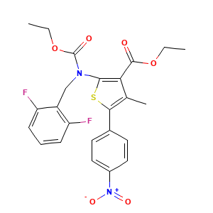 Ethyl 2-{[(2,6-difluorophenyl)methyl](ethoxycarbonyl)amino}-4-methyl-5-(4-nitrophenyl)thiophene-3-carboxylate