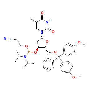 Thymidine, 5'-O-(bis(4-methoxyphenyl)phenylmethyl)-, 3'-(2-cyanoethyl N,N-bis(1-methylethyl)phosphoramidite)